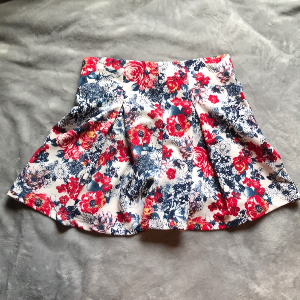 Navy and red floral skirt